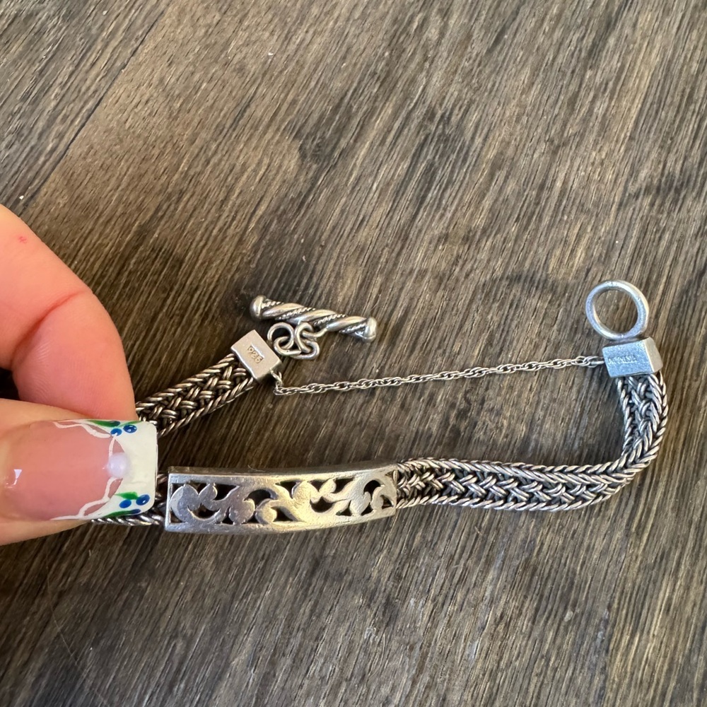 Lois Hill Sterling Silver Bracelet with Leaf Motif